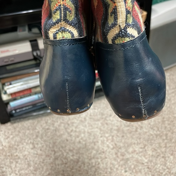 Sigerson Morrison suede western print boots with leather studded sock accent - Picture 9 of 14